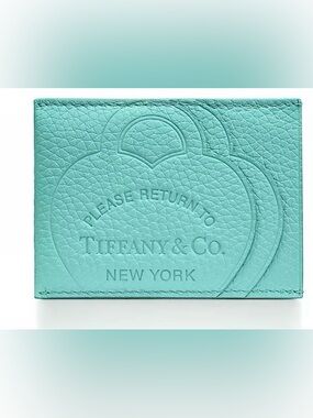 Tiffany & Co. Teal Leather Card Case Full Set